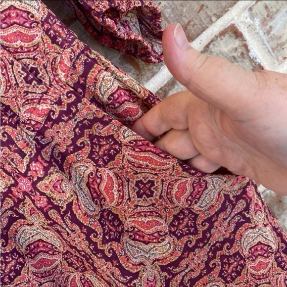 Sanctuary Burgundy and Pink Floral Peasant Neck Tunic Blouse - Picture 3 of 11